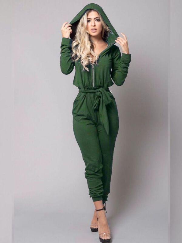 Macacão Feminino Longo com Capuz e Ziper - Ref:#0028 - Bijoux