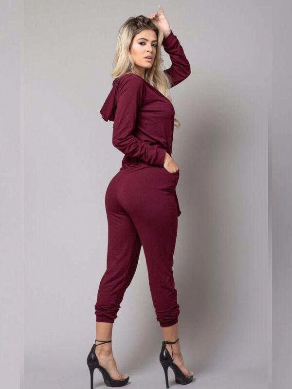 Macacão Feminino Longo com Capuz e Ziper - Ref:#0028 - Bijoux