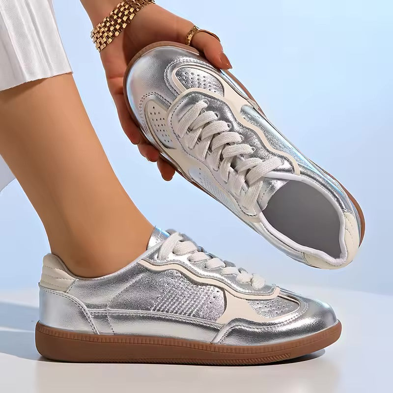 White Silver Metallic Grey Shoes