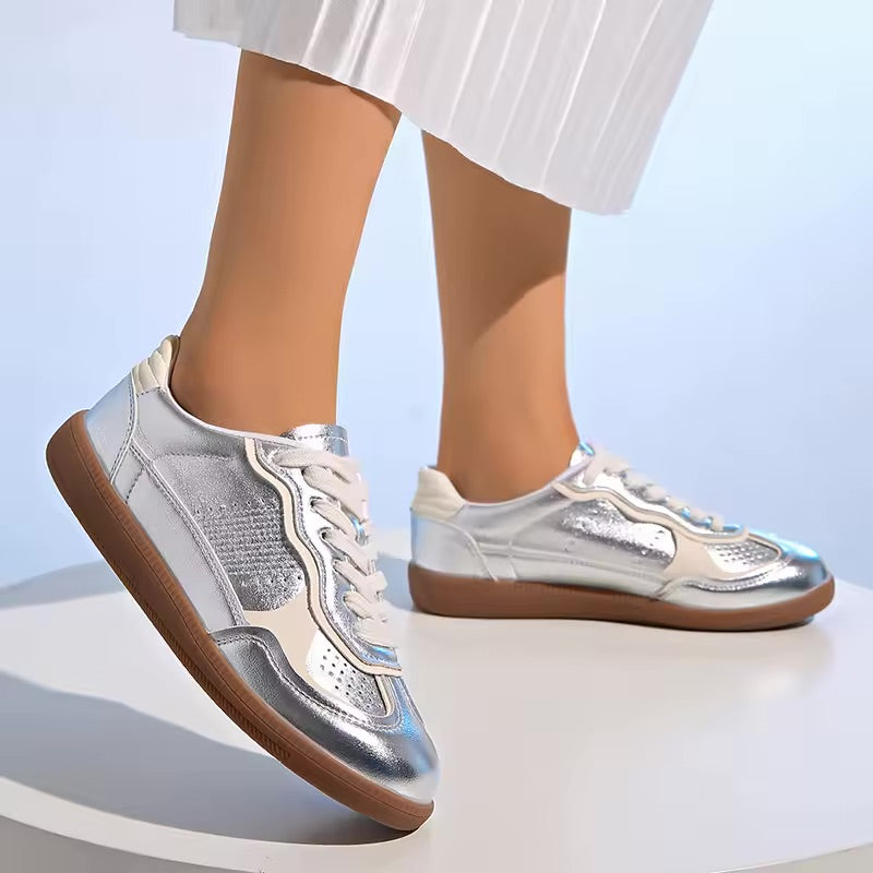 White Silver Metallic Grey Shoes